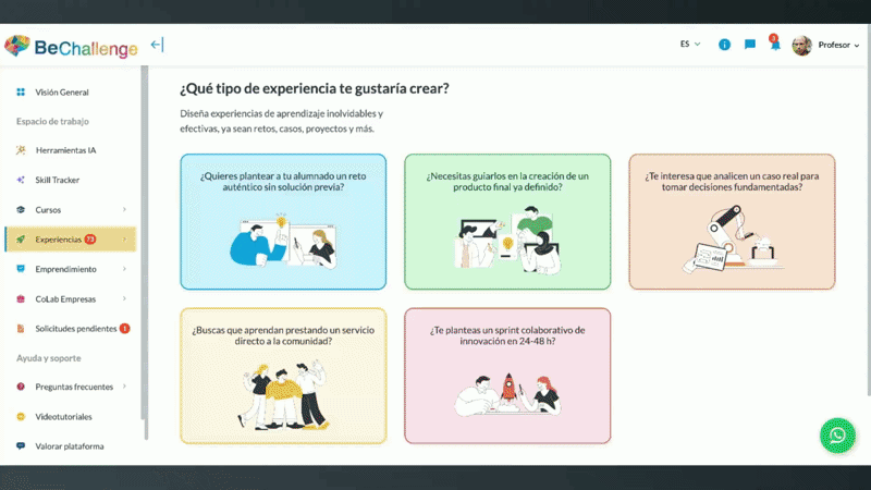 Creador de experiencias con IA de BeChallenge