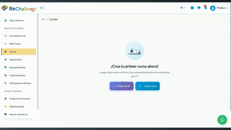 Creador de cursos con IA de BeChallenge