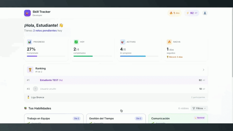 SkillTracker con microretos IA de BeChallenge